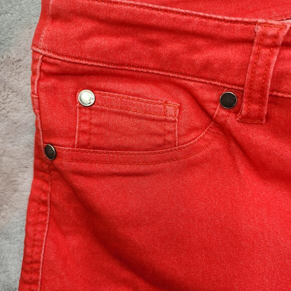 Style&Co Jeans Womens 14 Red Mid Rise Skinny Cuffed Crop Jegging Stretch Casual - Picture 2 of 12